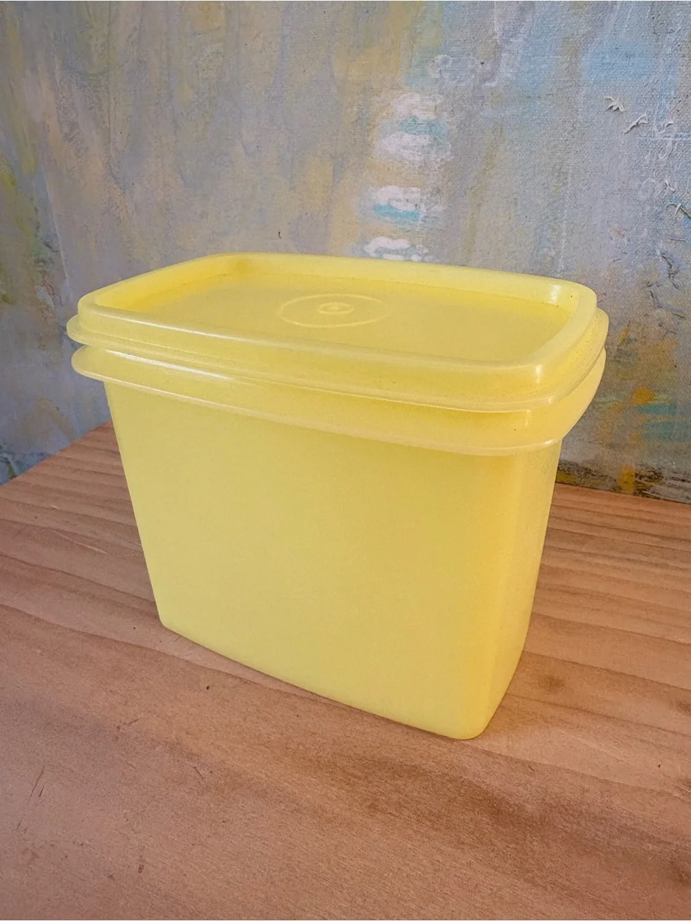 Vintage Tupperware Bright Yellow Plastic Storage Container with Snap Lid